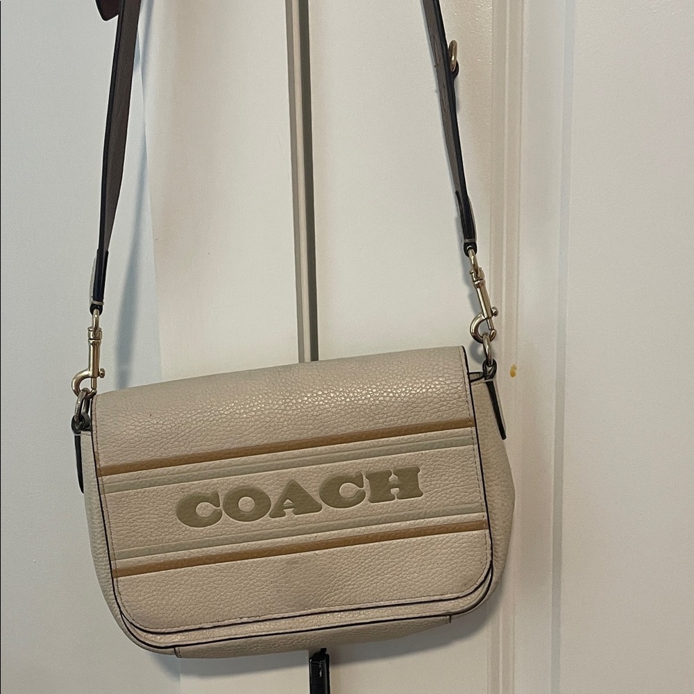 Coach Cream and Tan Crossbody Bag